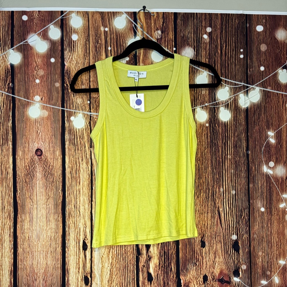 Madison The Label Sinclair Yellow Ribbed Tank Top - Picture 3 of 3